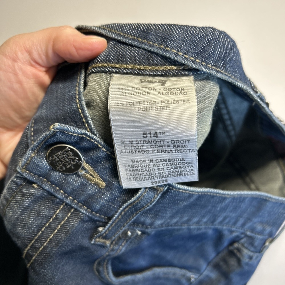 Levis 514 Slim Straight Denim Blue Jeans Boys Youth Size 18 REG 29 x 29 EUC - Picture 7 of 12